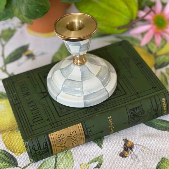 *MacKenzie-Childs Sterling Check Short Candlestick -NEW - Picture 4 of 14